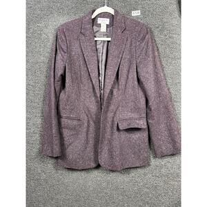 Mary McFadden Collection Blazer Womens 6 Purple Wool Blend Notch Lapel Lined